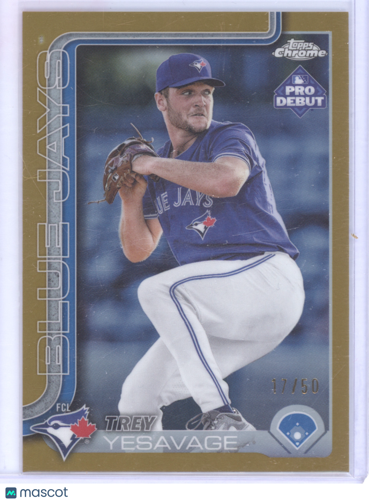 2025 Topps Chrome Pro Debut Trey Yesavage #PDC-45 Gold Refractor 17/50