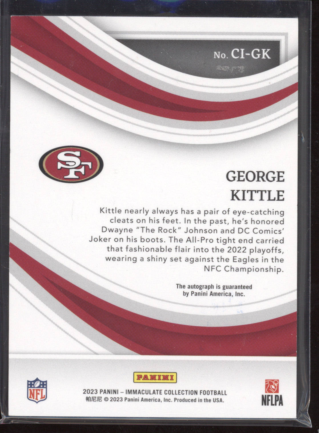 2023 Panini Immaculate Collection Cleat Impressions George Kittle #CI-GK 13/25