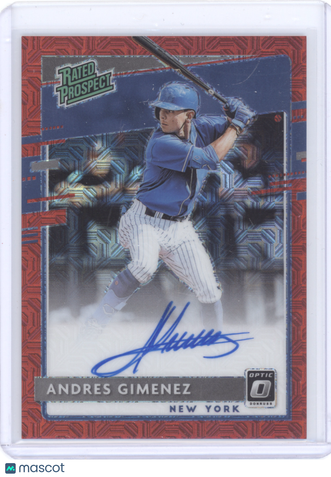 2020 Donruss Optic Rated Prospect Signature Andres Gimenez RPS-AG Red Mojo 95/99