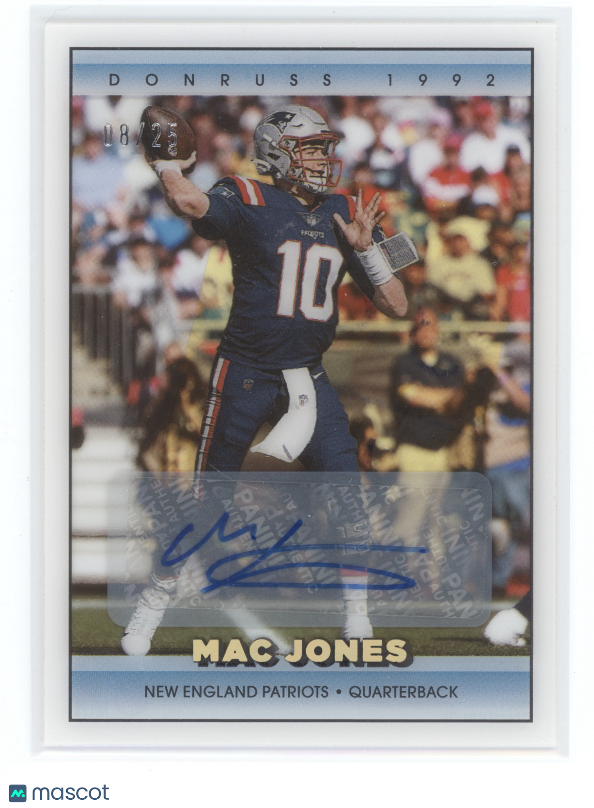 2022 Panini Clearly Donruss (1992 Donruss) Mac Jones #92-7 Autograph 08/25