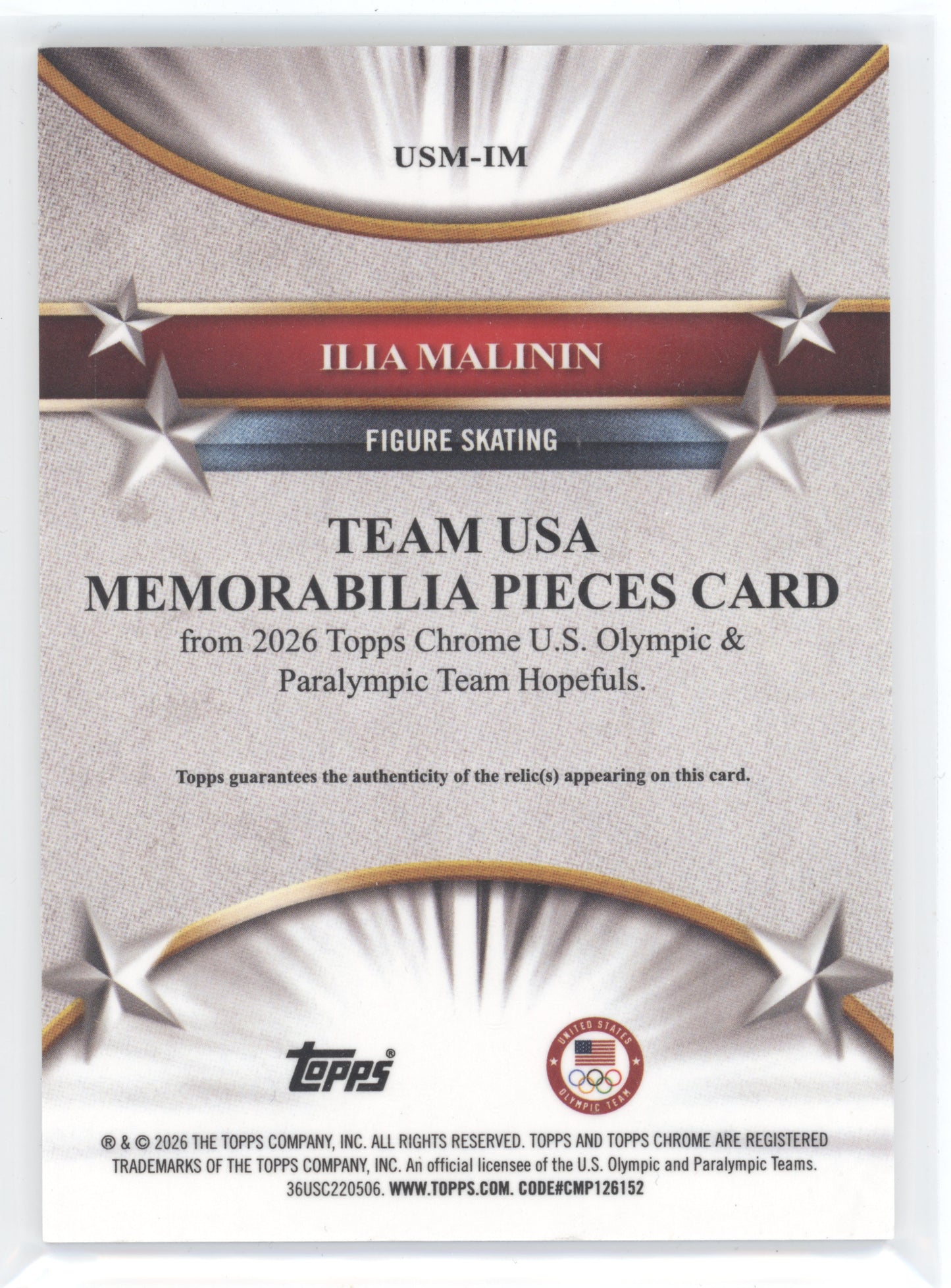 2026 Topps Chrome U.S. Olympic Hopefuls Ilia Malinin #USM-IM Red Refractor 3/5