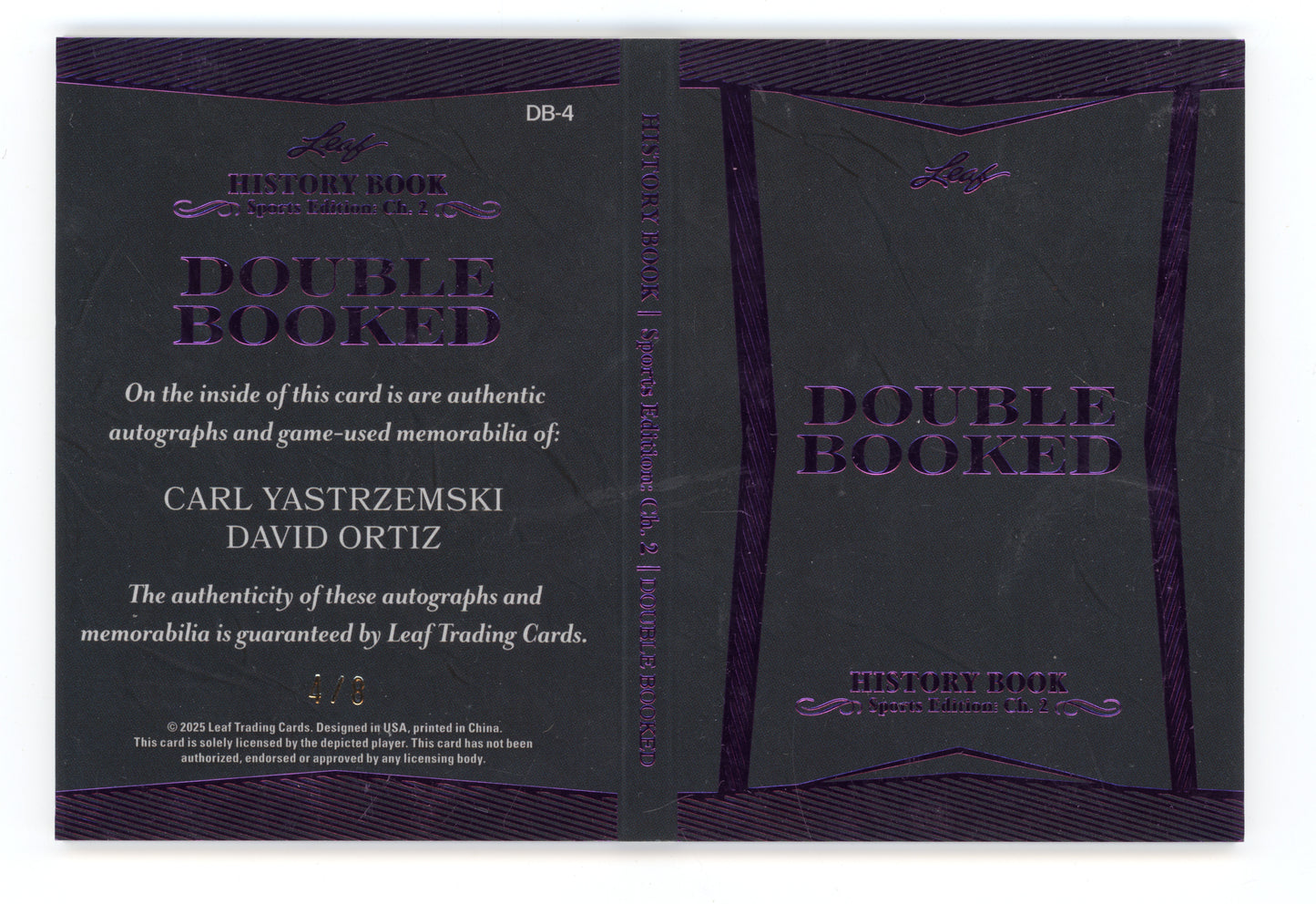2025 Leaf History Book Double Booked C. Yastrzemski D. Ortiz #DB-4 Dual Auto 4/8