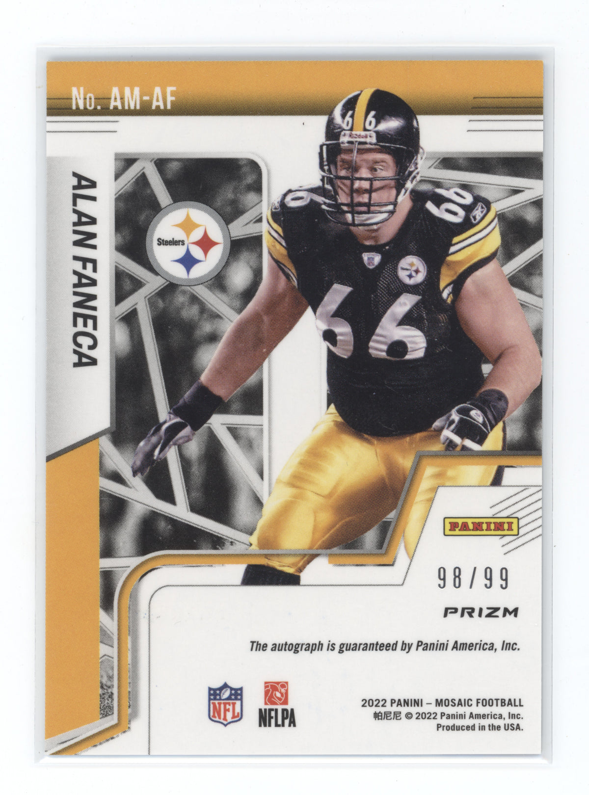 2022 Panini Mosaic Prizm Alan Faneca #AM-AF Blue Autograph 98/99 ...