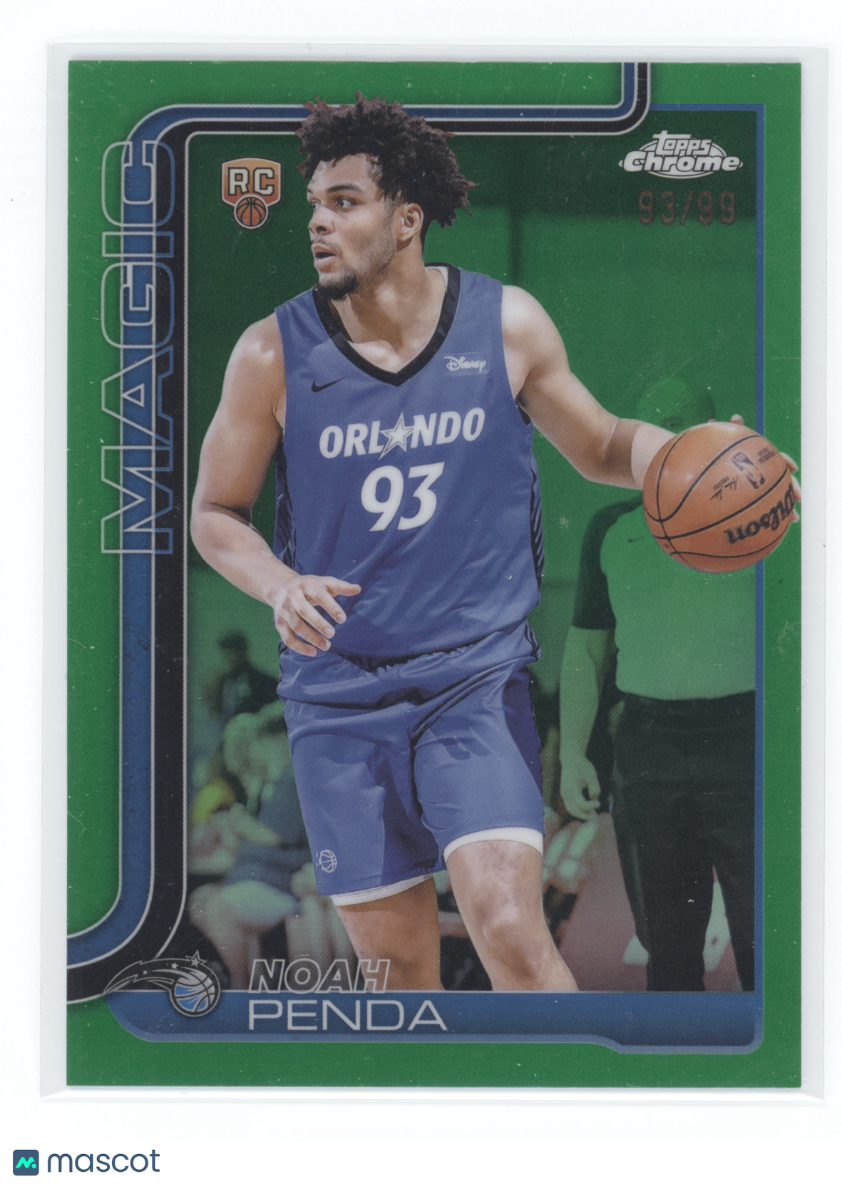 2025 Topps Chrome Noah Penda #282 Green Refractor RC 93/99