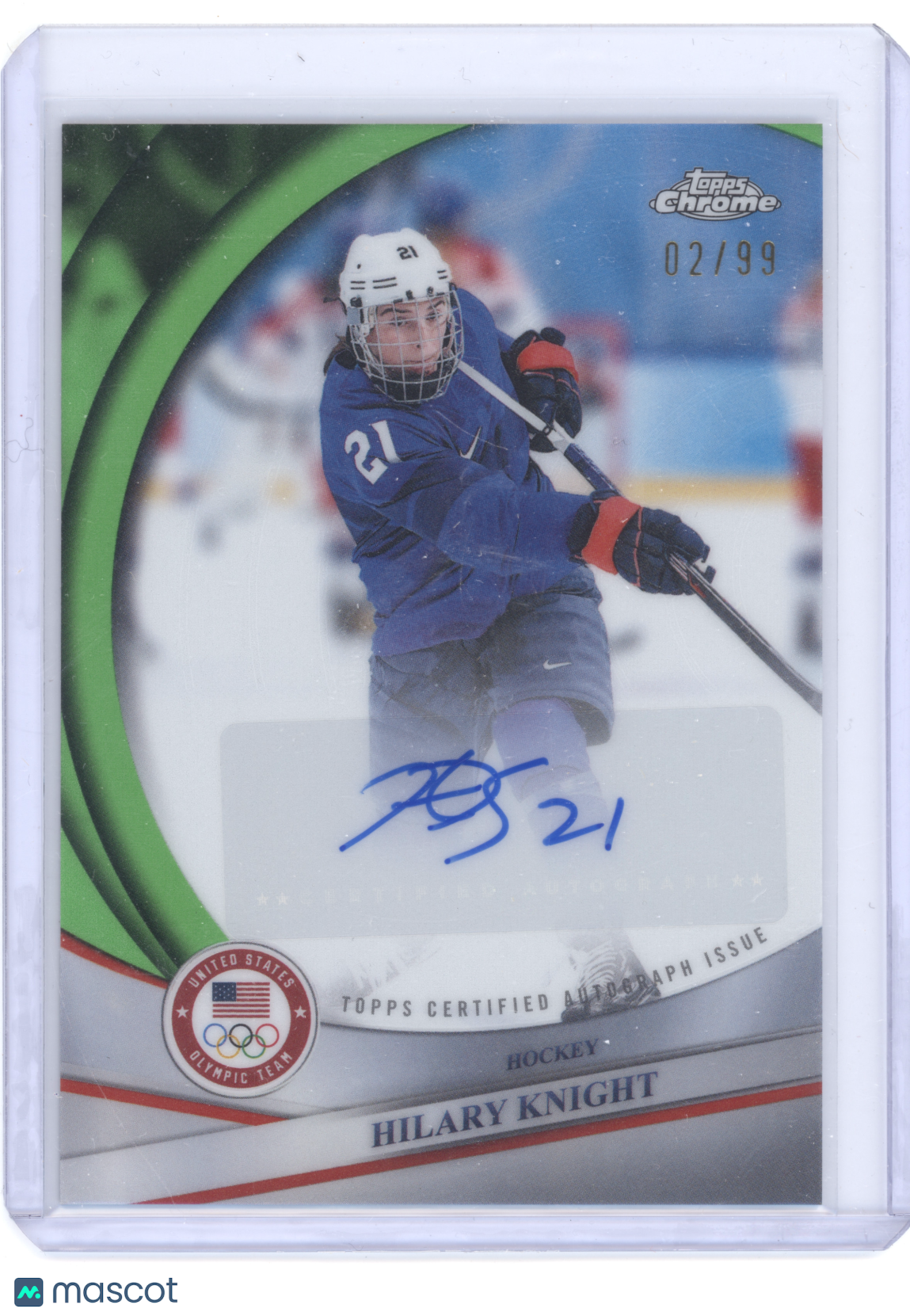 2026 Topps Chrome U.S. Olympics Hilary Knight #BCA-HKN Green Autograph 02/99