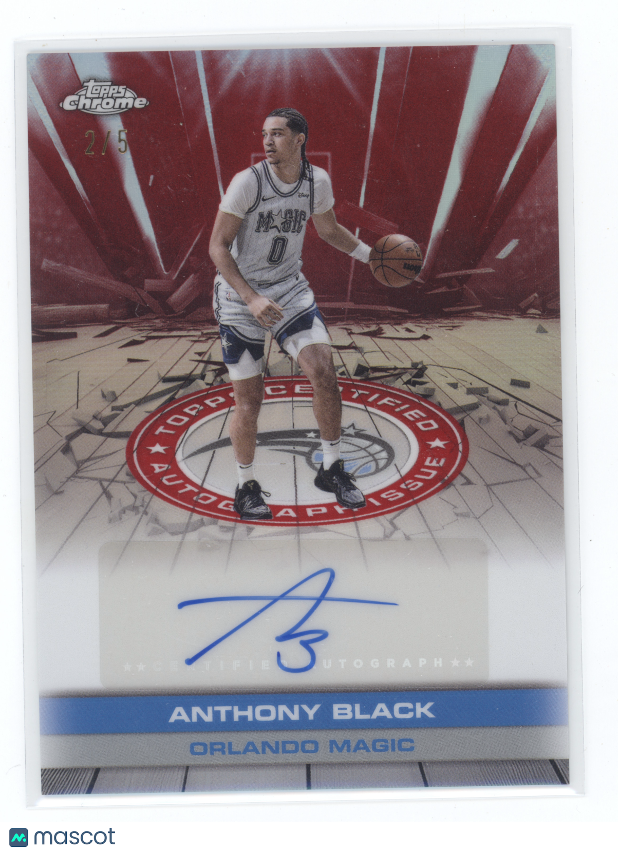 2025 Topps Chrome Basketball Anthony Black #TAU-AB Red Refractor Auto 2/5