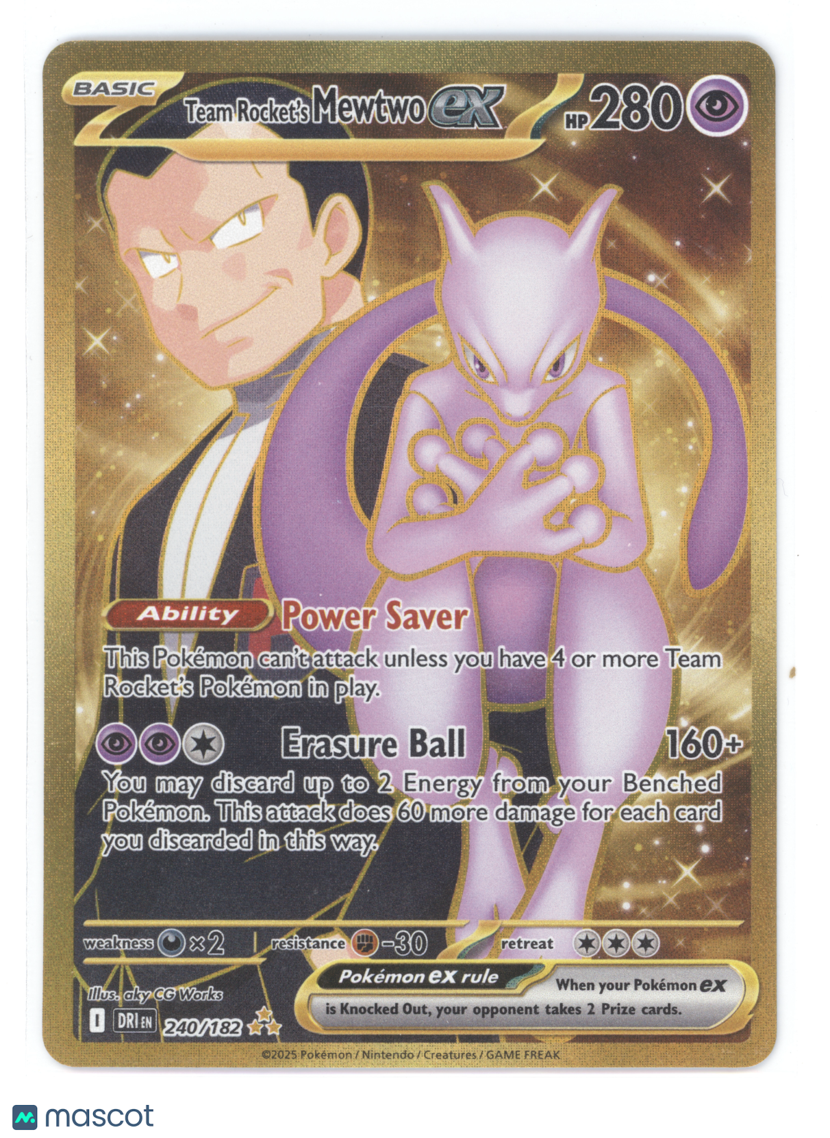 2025 Pokemon S&V Destined Rivals Team Rocket's Mewtwo ex Secret Rare ...