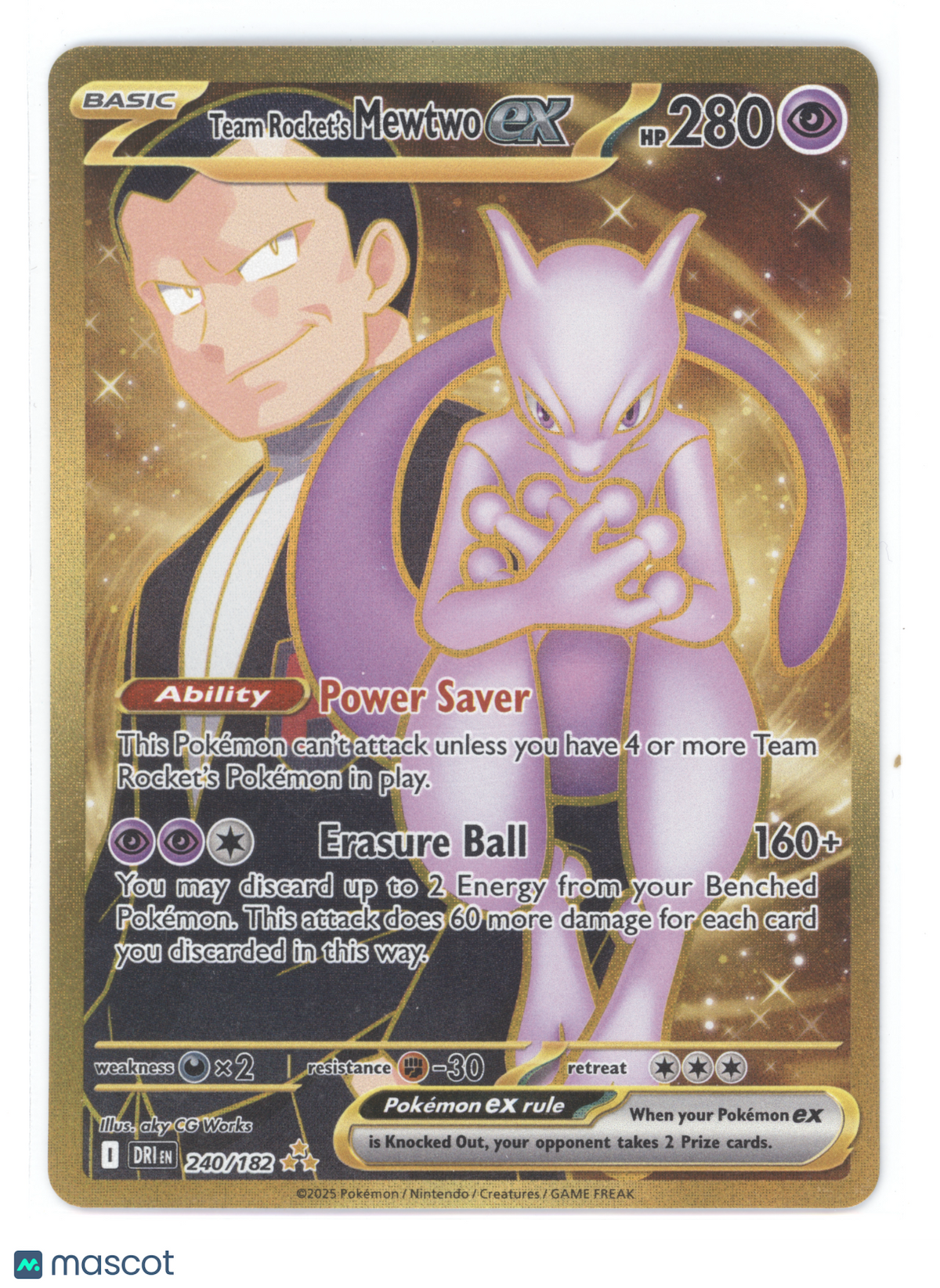 2025 Pokemon S&V Destined Rivals Team Rocket's Mewtwo ex Secret Rare ...