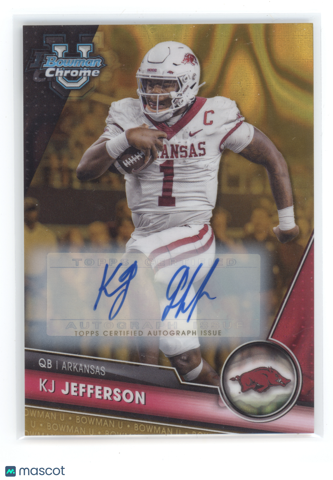 2023 Bowman Chrome University KJ Jefferson #97 Gold Autograph Refractor 05/50