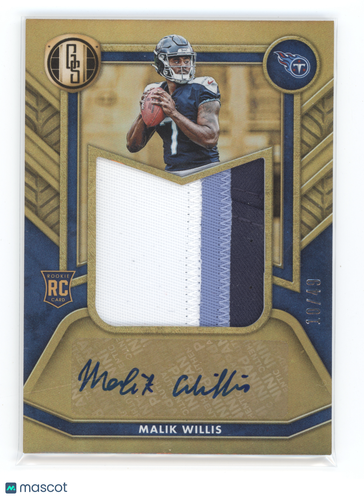 2022 Panini Gold Standard Malik Willis #RAJ-MWI Prime Patch Autograph 10/49 RC