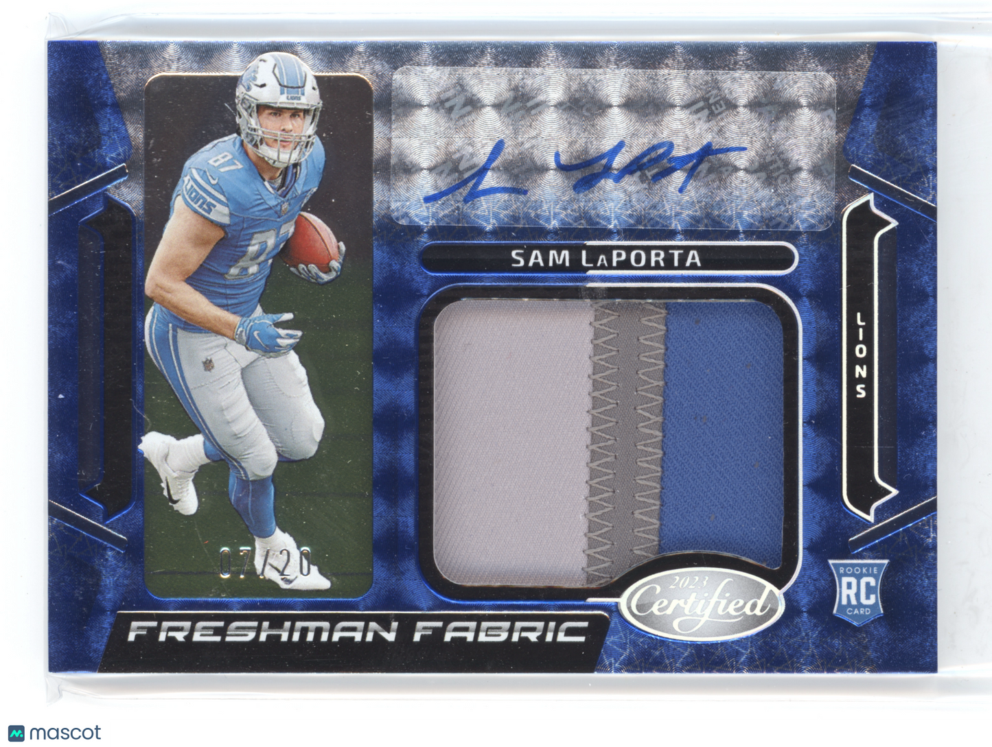 2023 Panini Certified Football Sam LaPorta #FFMS17 Freshman Fabric Auto 07/20 RC