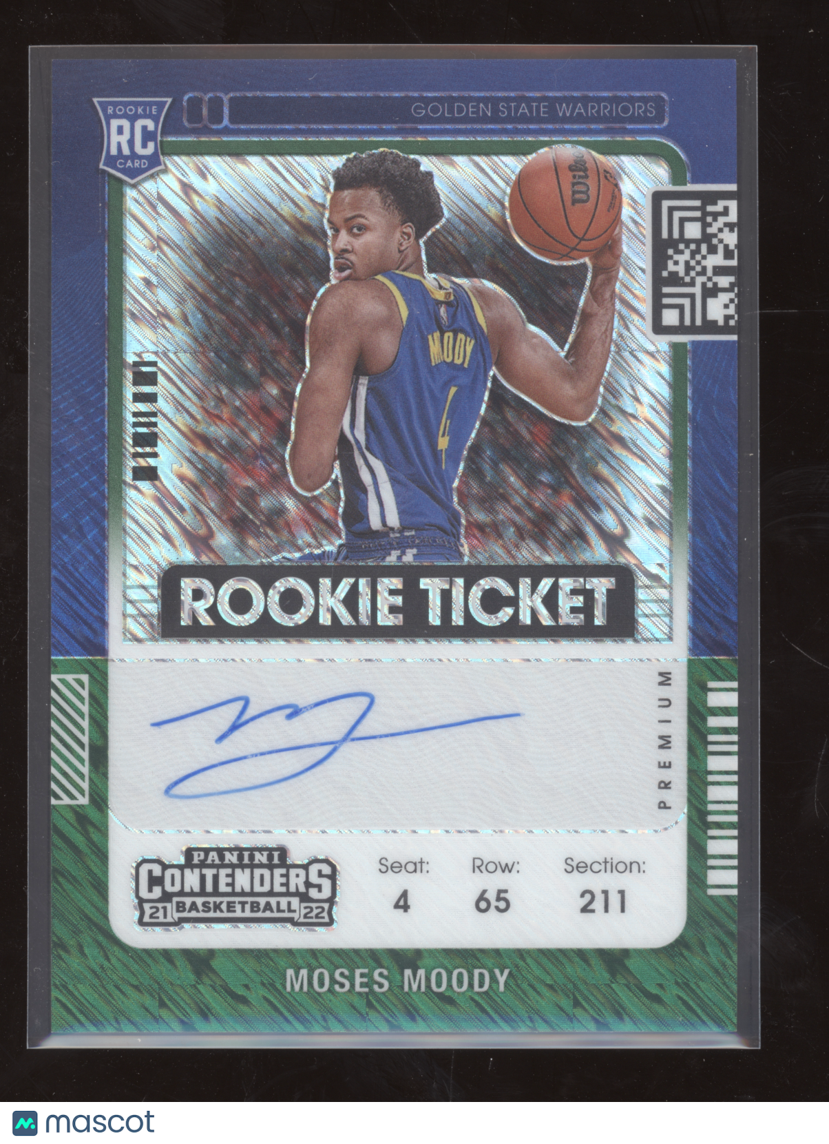 2021 Panini Contenders Moses Moody #114 Variation Rookie Ticket Auto RC