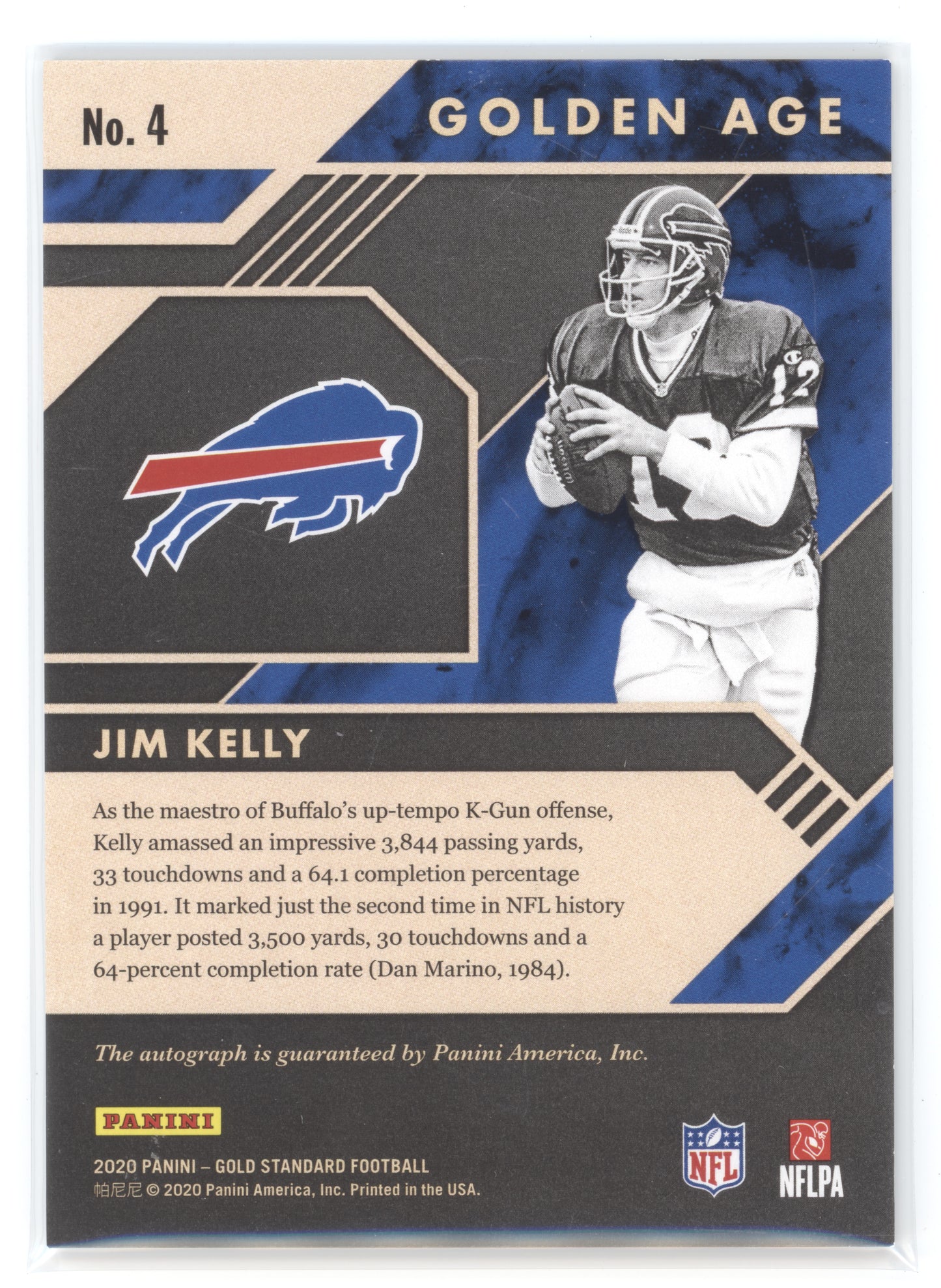 2020 Panini Gold Standard Jim Kelly #4 Golden Age Autograph 4/5