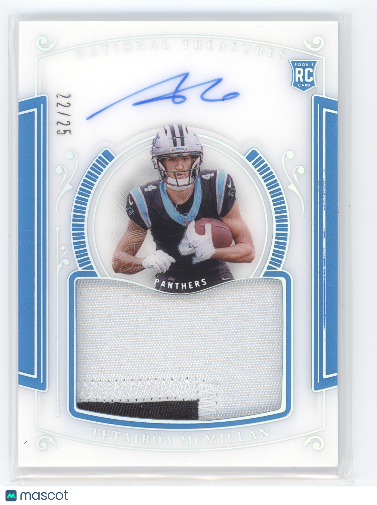 2025 Panini National Treasures Tetairoa McMillan #RTHS-TMN Patch Auto 22/25 RC