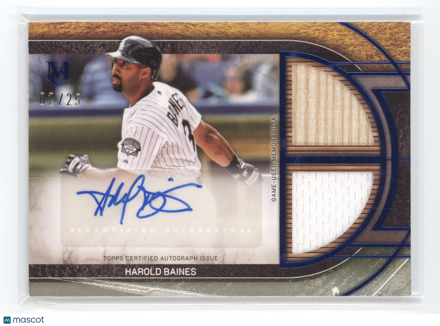 2025 Topps Museum Harold Baines SPDRAHB Signature Swatches Dual Relic Auto 02/25