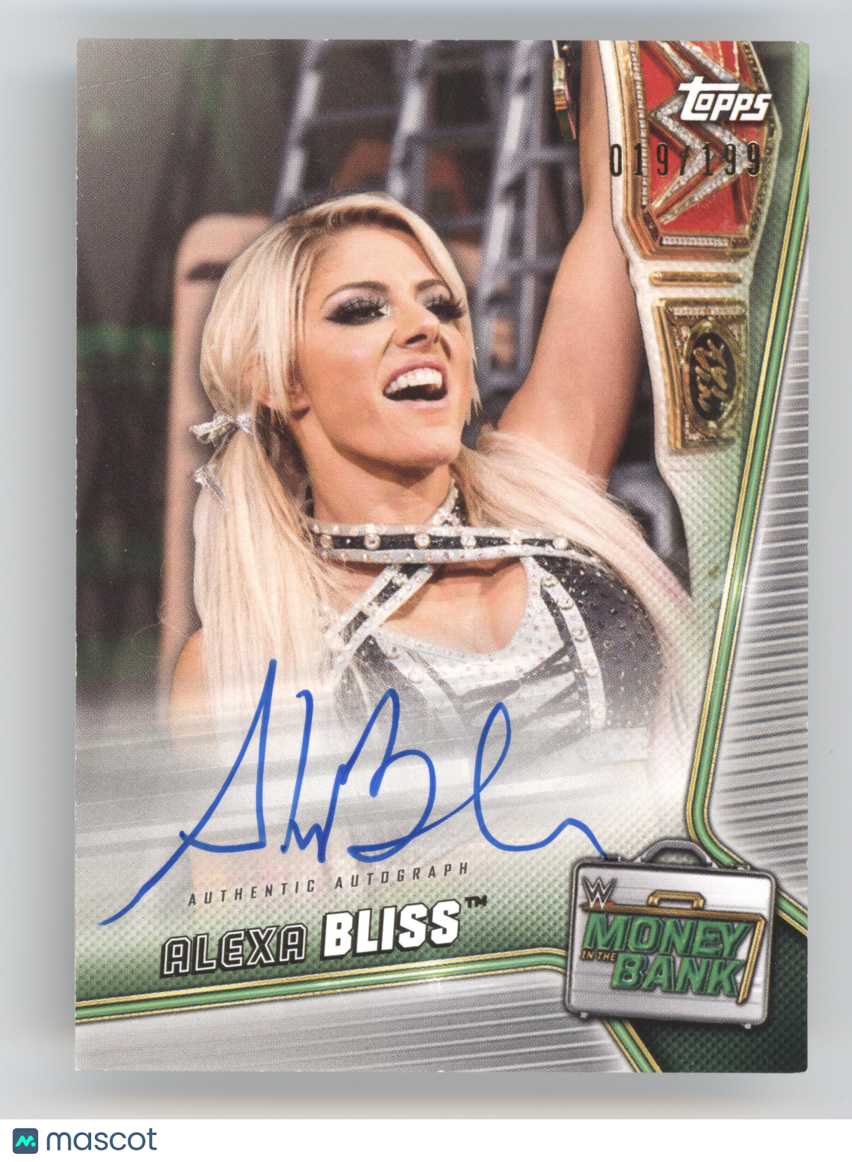 2019 Topps WWE Money In The Bank Alexa Bliss #A-AB Green Autograph 019/199