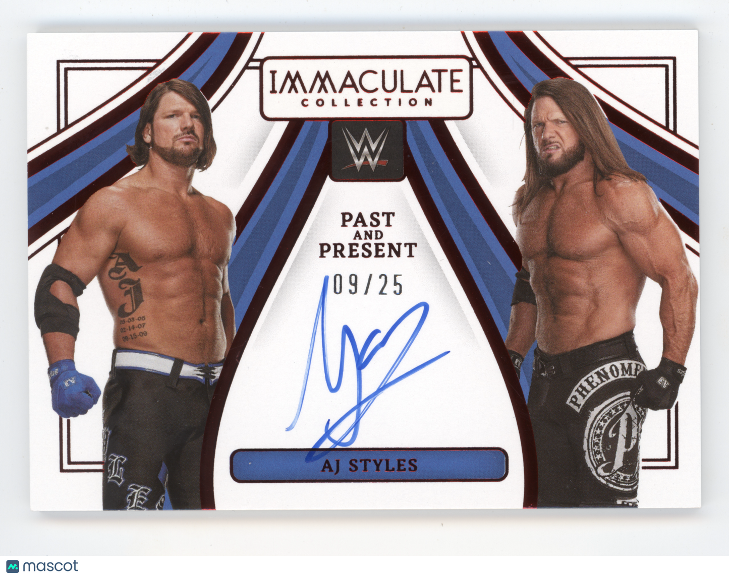 2023 Panini Immaculate WWE AJ Styles #PP-AJS Past and Present Autograph 09/25