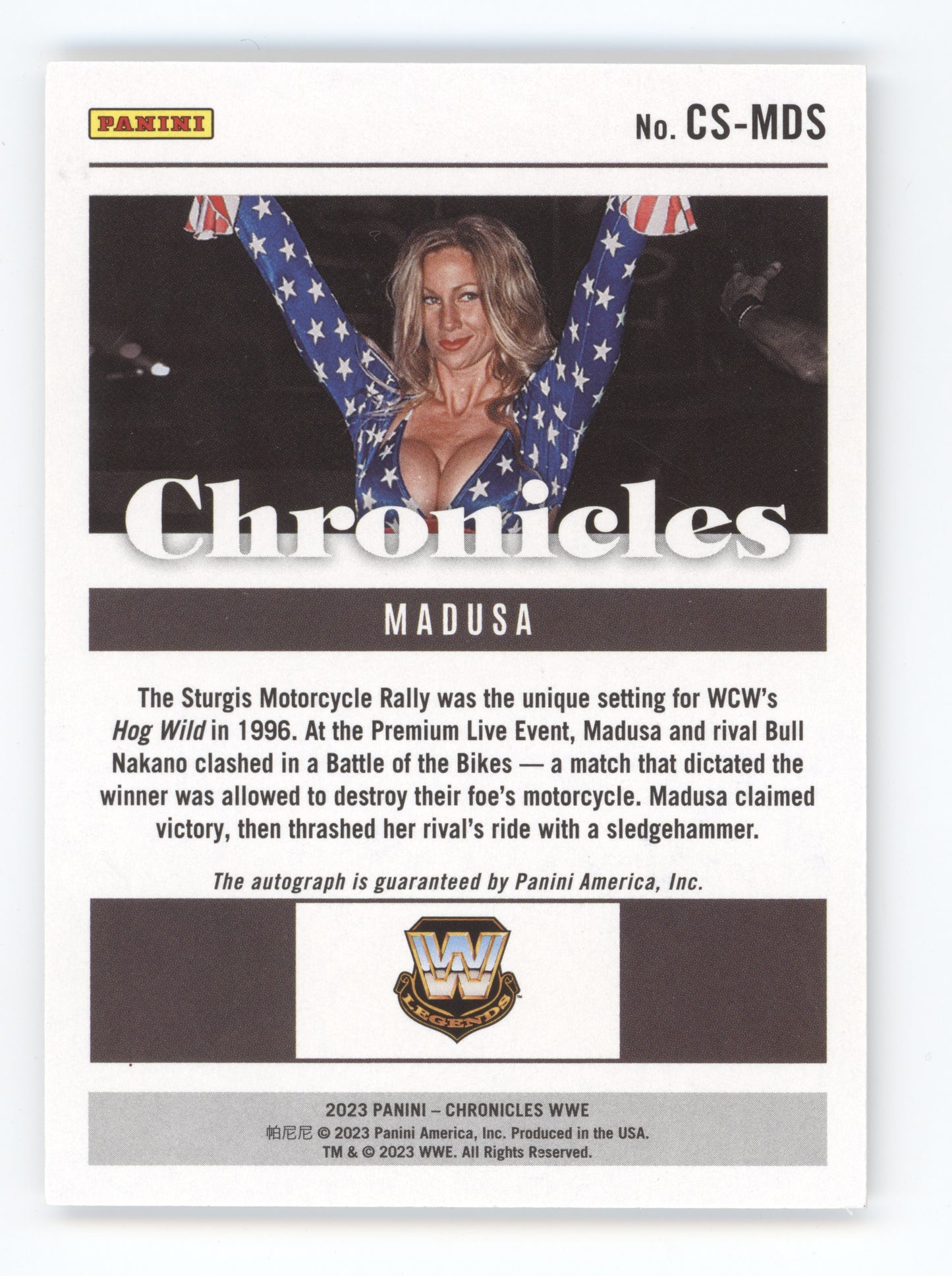 2023 Panini Chronicles WWE Signatures Madusa #CS-MDS