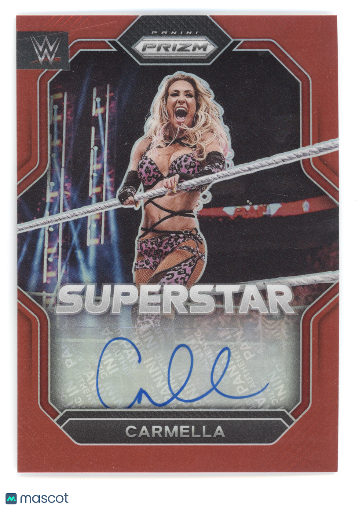 2023 Panini Prizm WWE Superstar Signatures Carmella #SA-CML Red 78/99