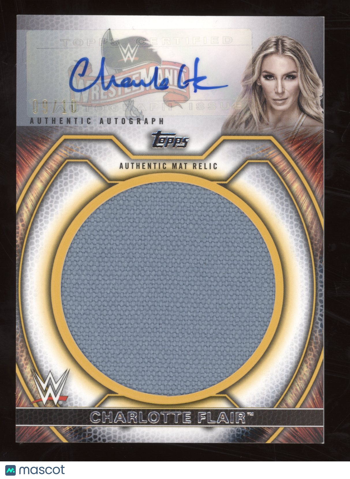 2021 Topps WWE Undisputed Charlotte Flair #M-CF Mat Relic Autograph 09/10