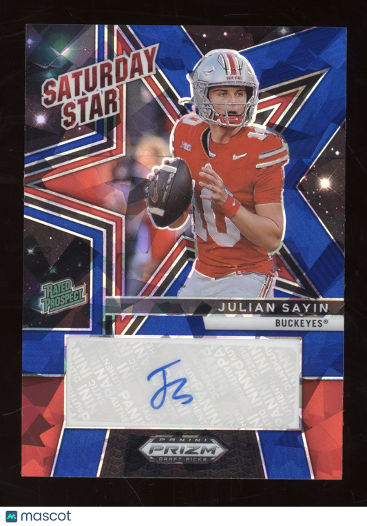 2025 Panini Prizm Draft Picks Saturday Star Julian Sayin Blue Signature 37/45