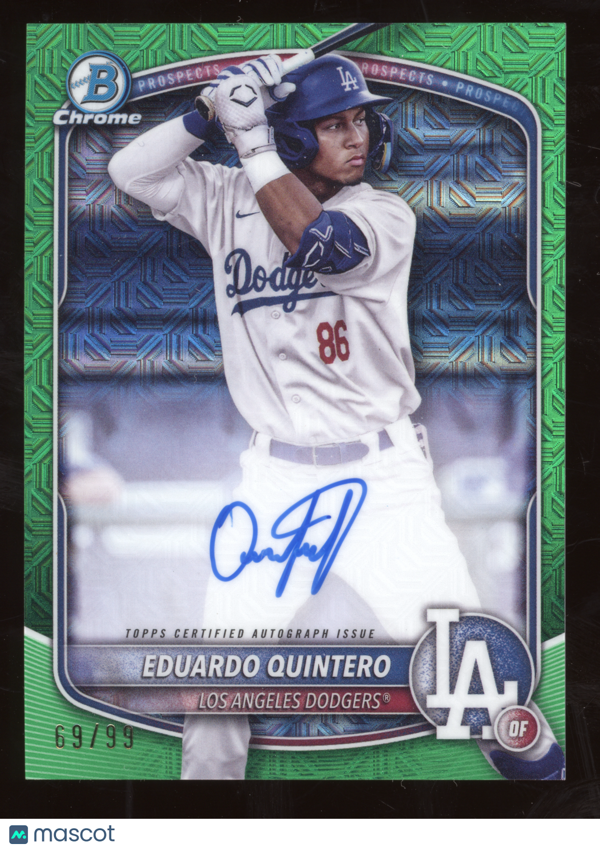 2025 Bowman Chrome Prospects Auto Eduardo Quintero #BMA-EQ Green Mega Ref. 69/99