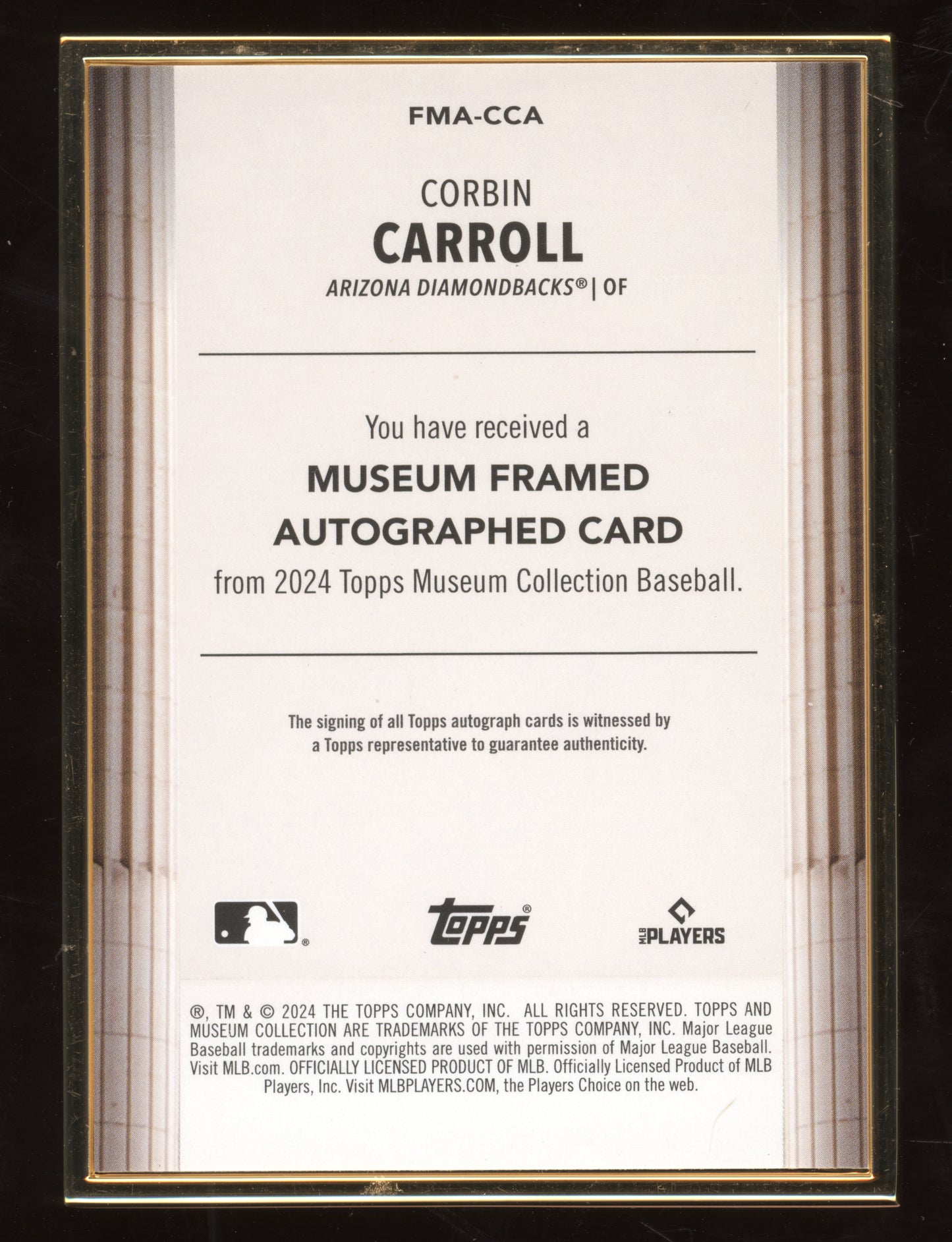 2024 Topps Museum Collection Corbin Carroll #FMA-CCA Framed Autographs 06/10