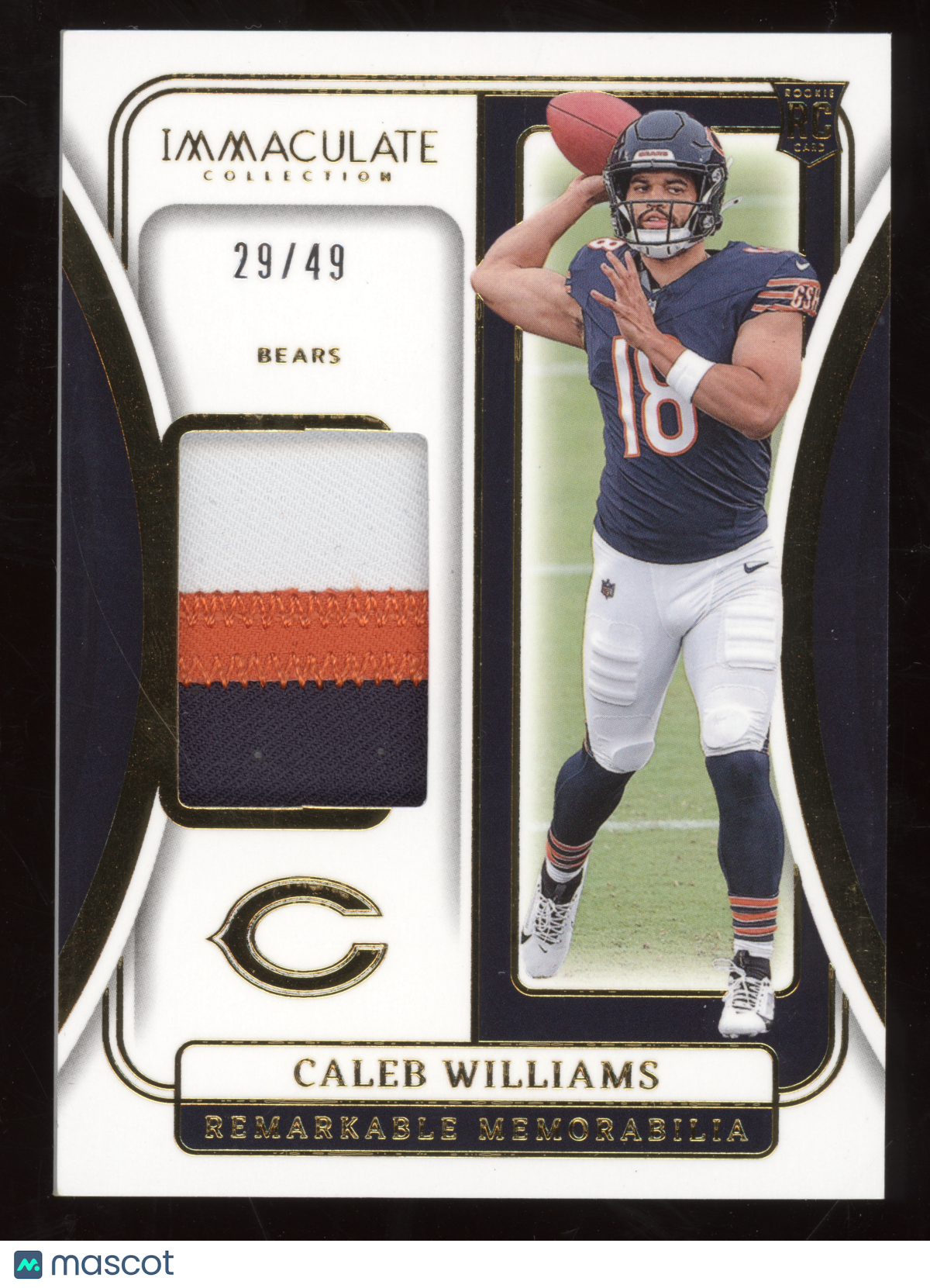 2024 Panini Immaculate Collection Remarkable Memorabilia Caleb Williams 29/49