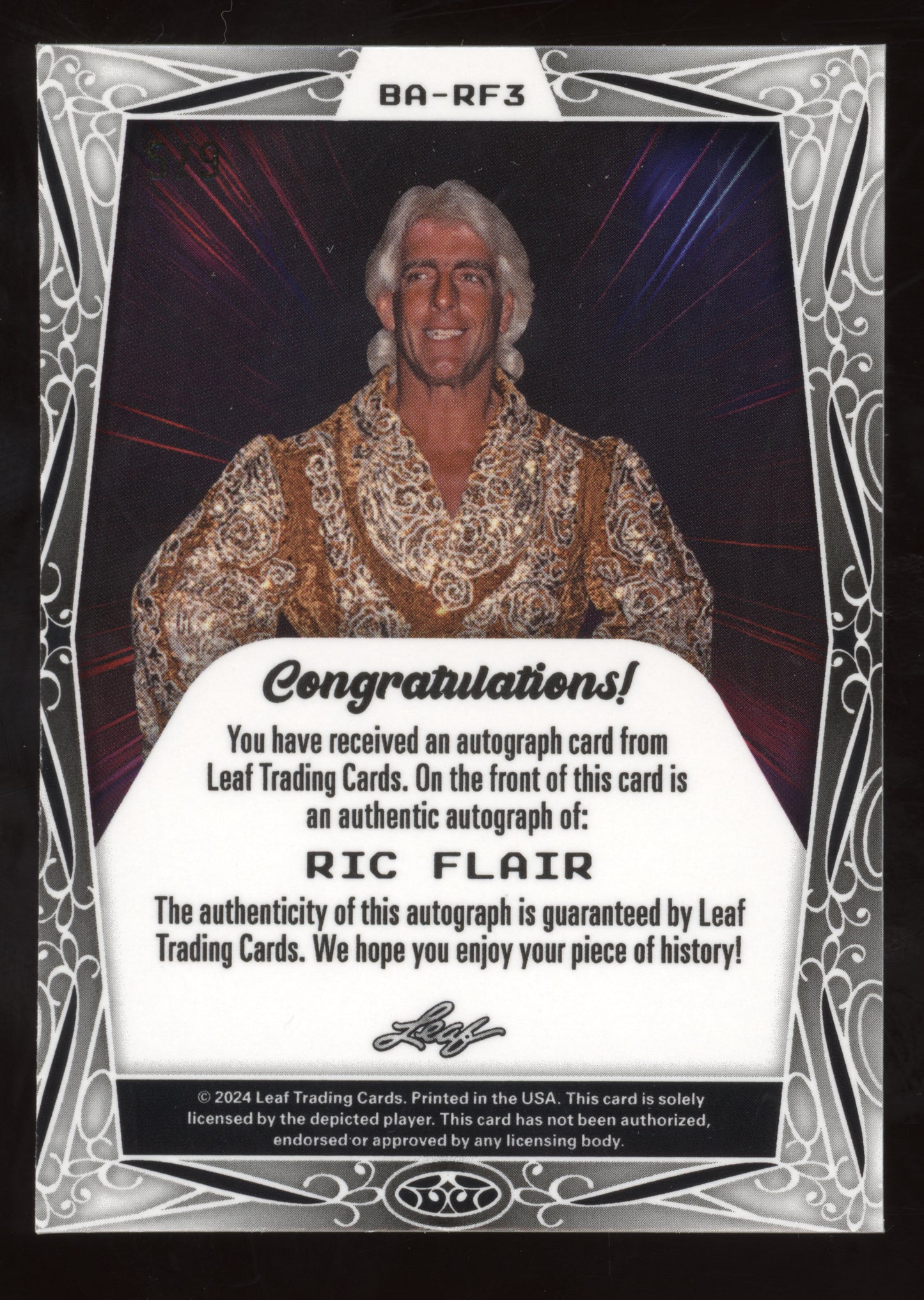 2024 Leaf Metal Legends of Wrestling Autographs Ric Flair #BA-RF3 5/9