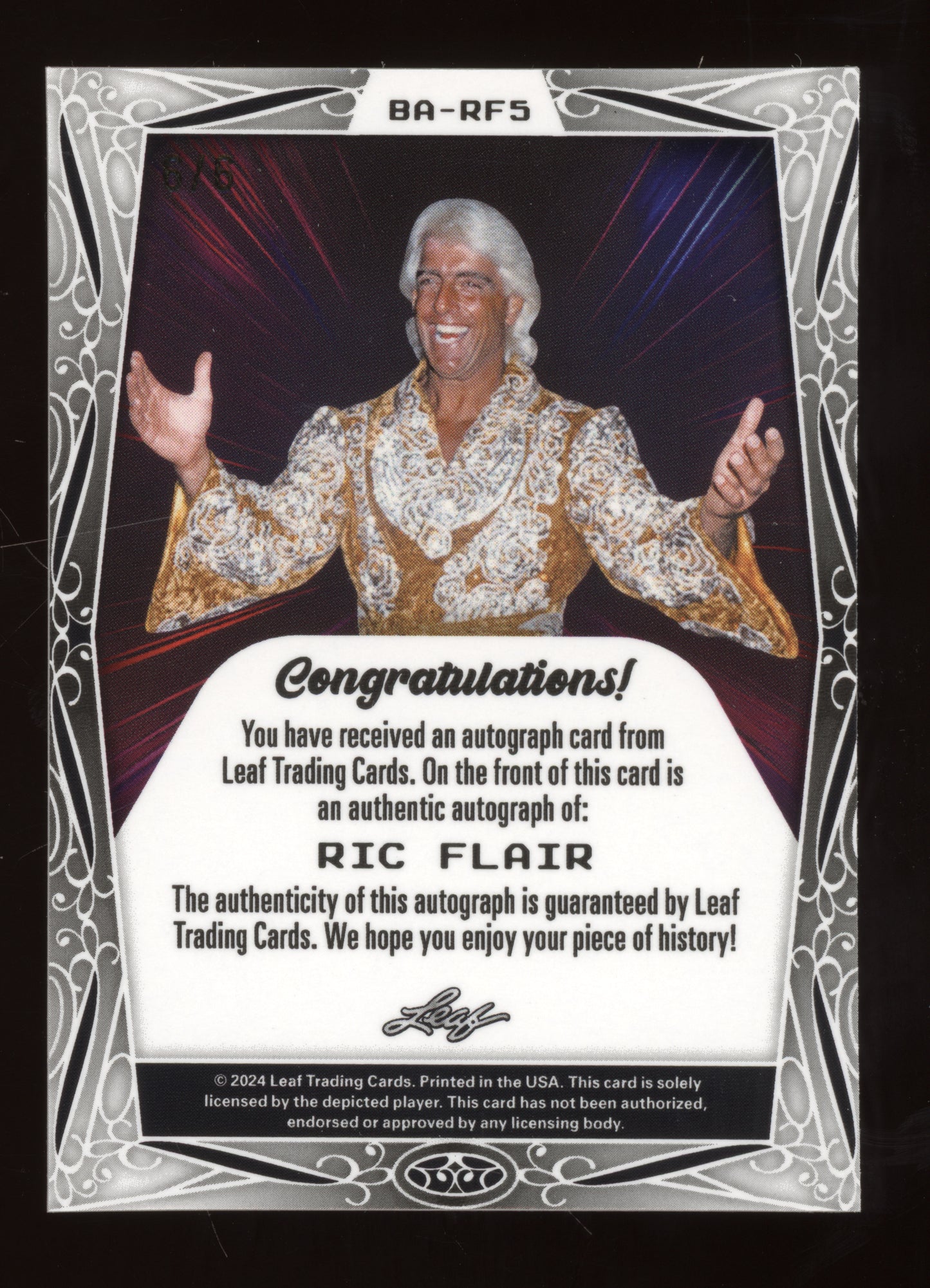 2024 Leaf Metal Legends of Wrestling Autograph Ric Flair #BA-RF5 6/6