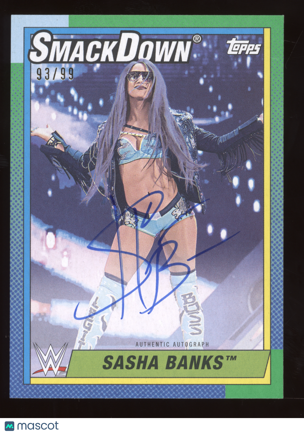 2021 Topps Heritage WWE Sasha Banks #A-S Blue Autograph 93/99