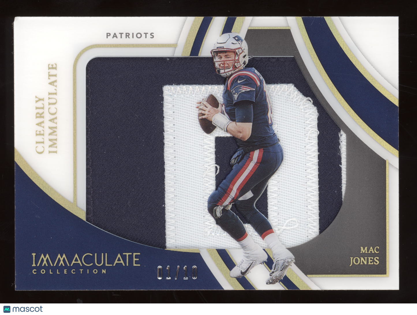 2022 Panini Immaculate Clearly Immaculate Jerseys Mac Jones #CIJ-MJO Gold 01/10