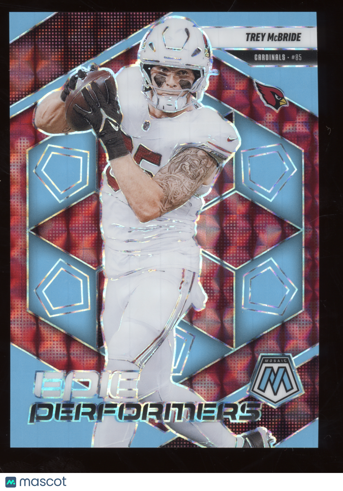 2025 Panini Mosaic Epic Performers Trey McBride #10 Blue Fluorescent 07/15