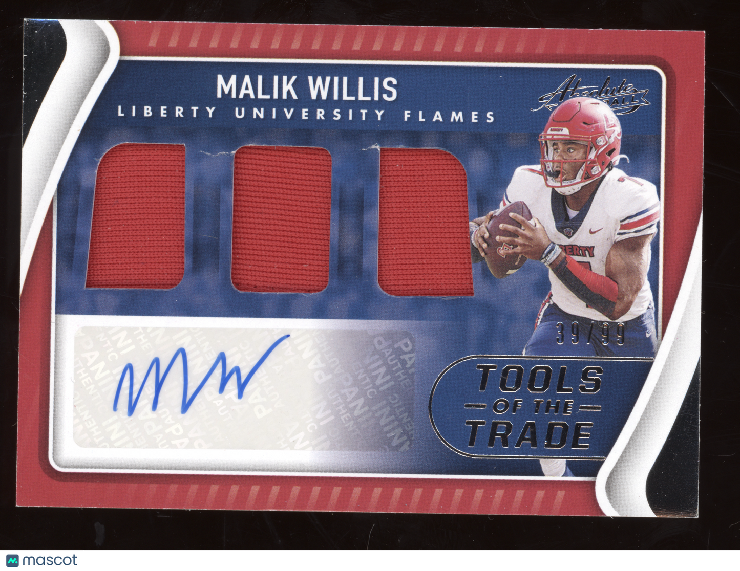 2022 Panini Absolute Draft Picks Malik Willis Patch Auto Tools of the Trade