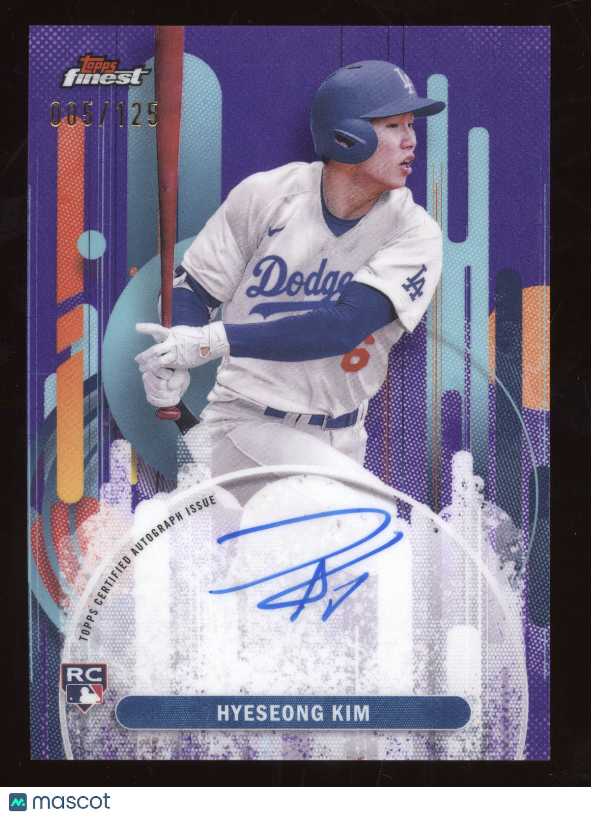 2025 Topps Finest Autograph Card Hyeseong Kim #FAHSK Purple Refractor RC 005/125