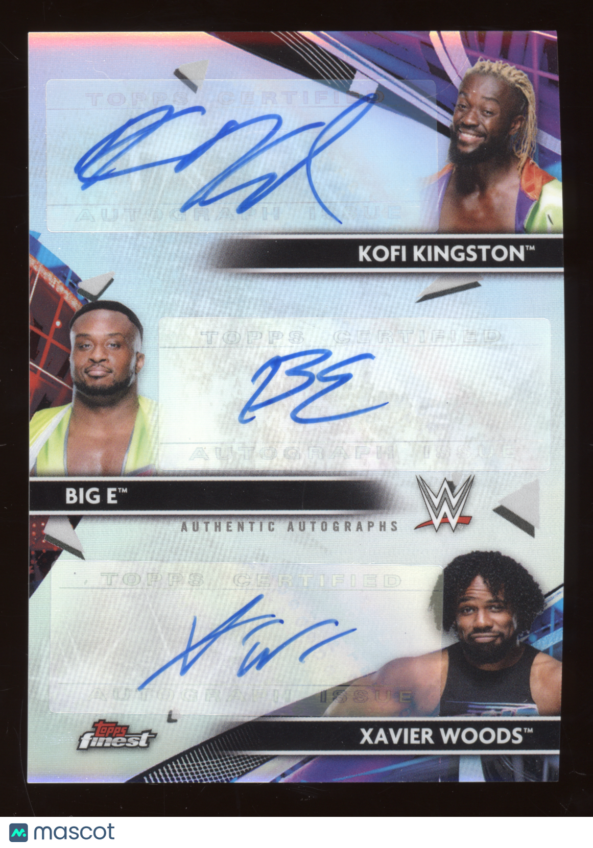 2021 Topps Finest WWE Kofi Kingston Big E Xavier Woods #TA-ND Triple Autograph