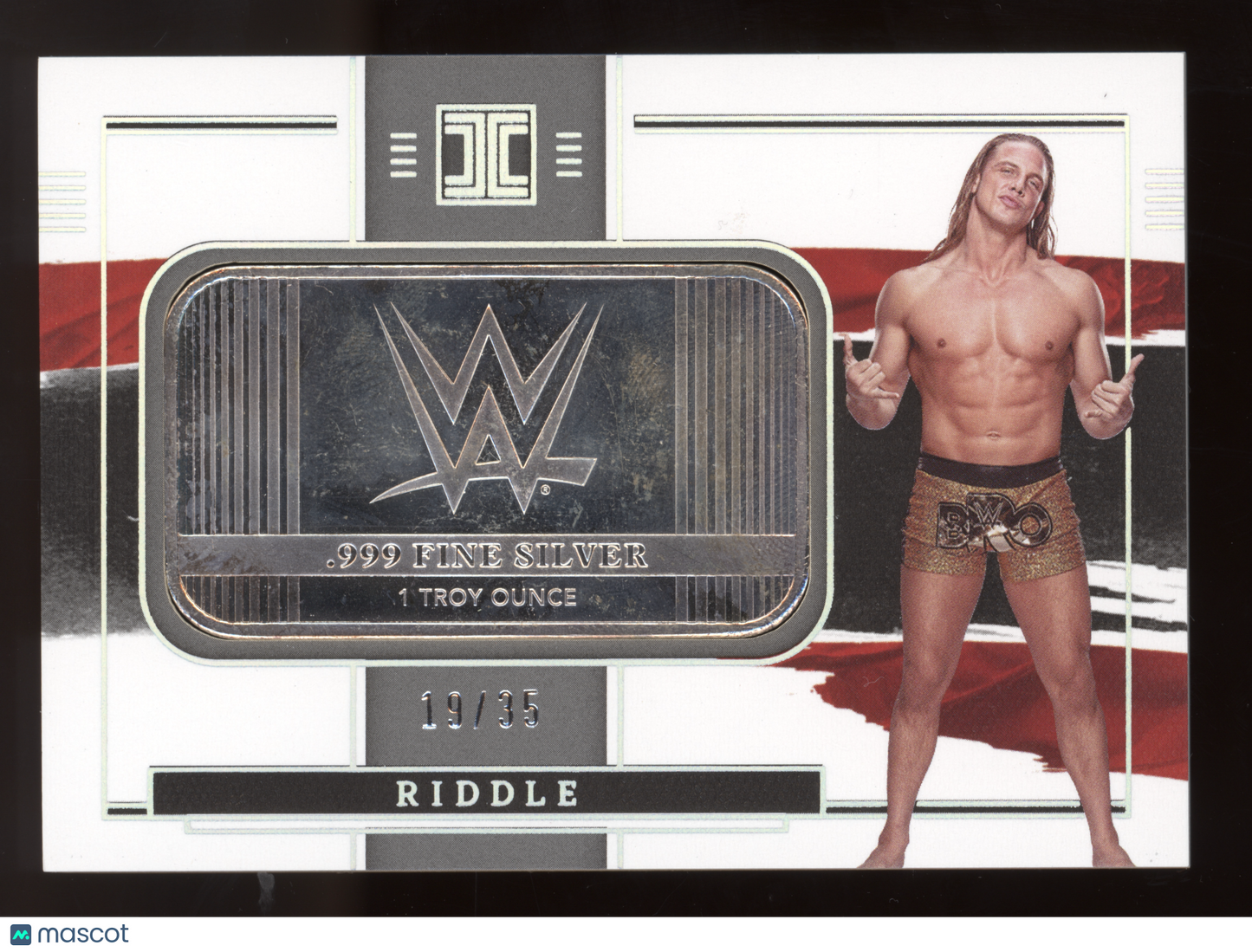2022 Panini Impeccable WWE Riddle #25 1 Troy Ounce .999 Fine Silver Bar 19/35
