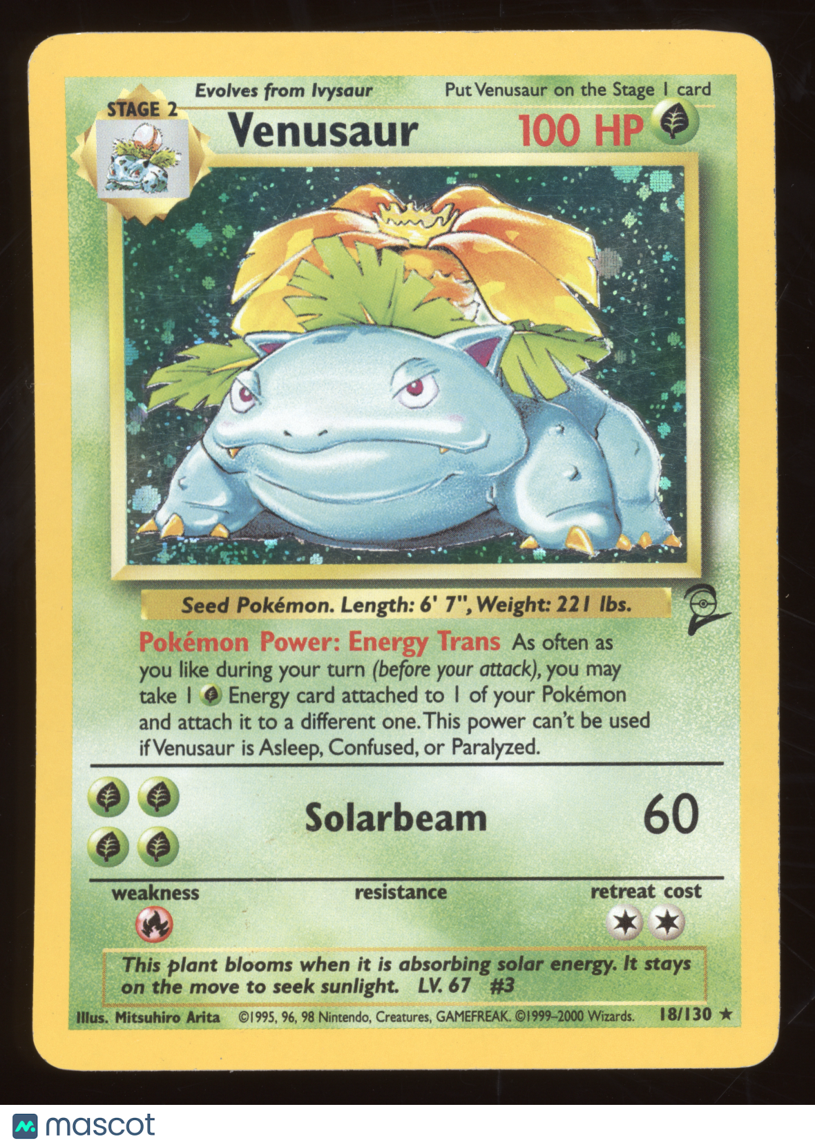 2000 Pokemon Base Set 2 Venusaur Holo Rare #18/130