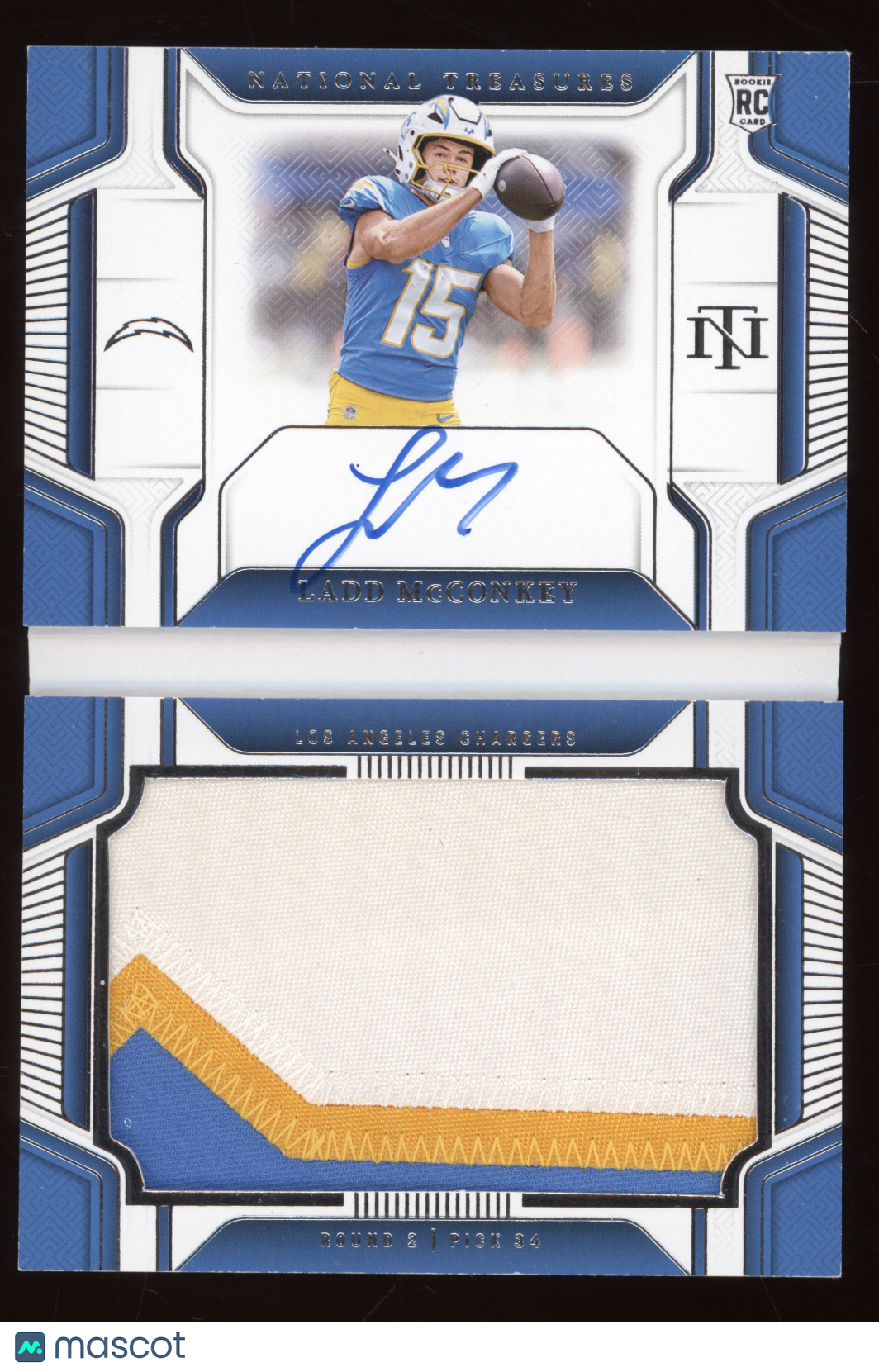2024 National Treasures Ladd McConkey 90/99 Rookie Jumbo Prime Signatures RC