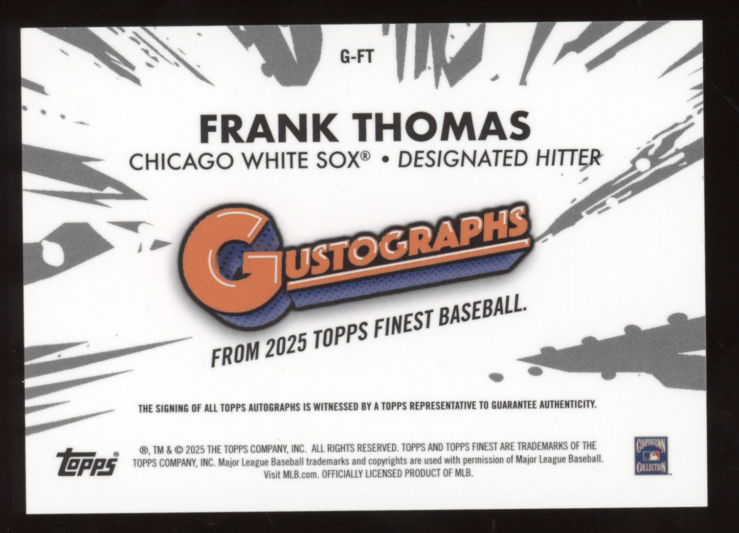 2025 Topps Finest GustoGraphs Frank Thomas #G-FT Black 10/10