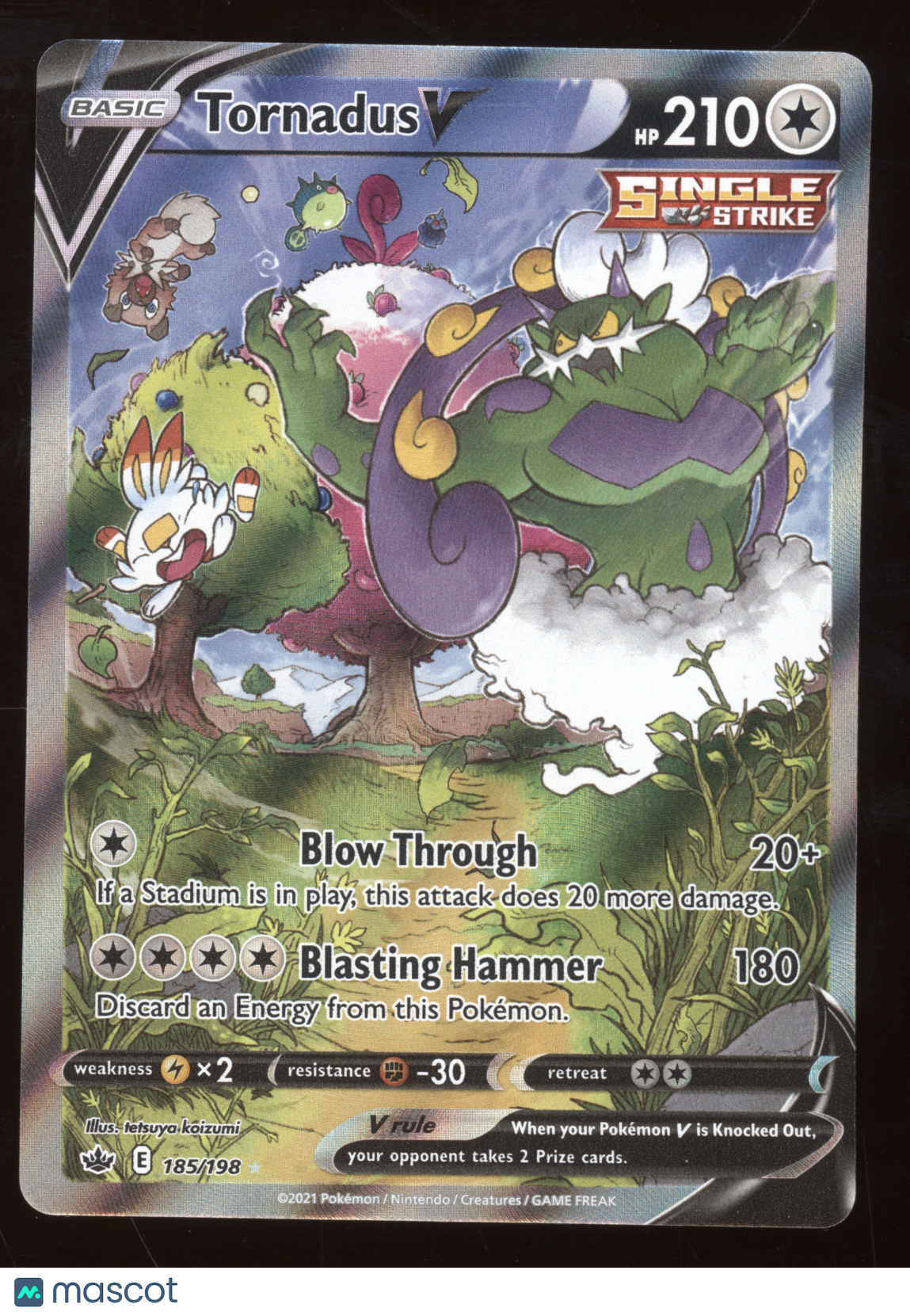 2021 SWSH Chilling Reign Tornadus V Ultra Rare #185/198