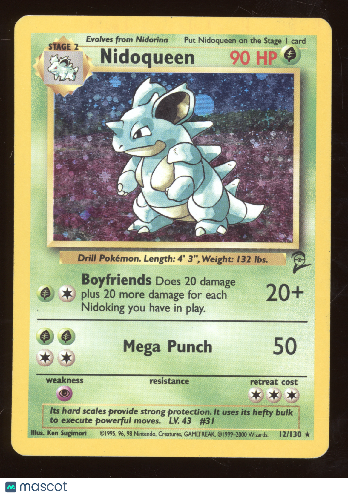 2000 Pokemon Base Set 2 Nidoqueen Holo Rare #12/130