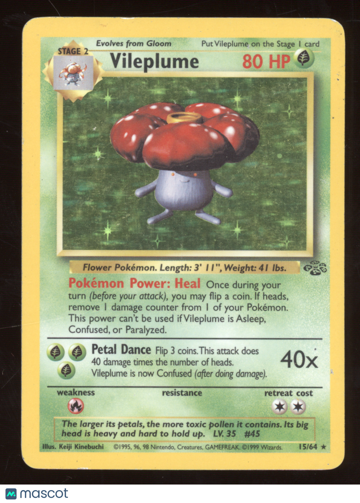 1999 Pokemon Jungle Vileplume Holo Rare #15/64