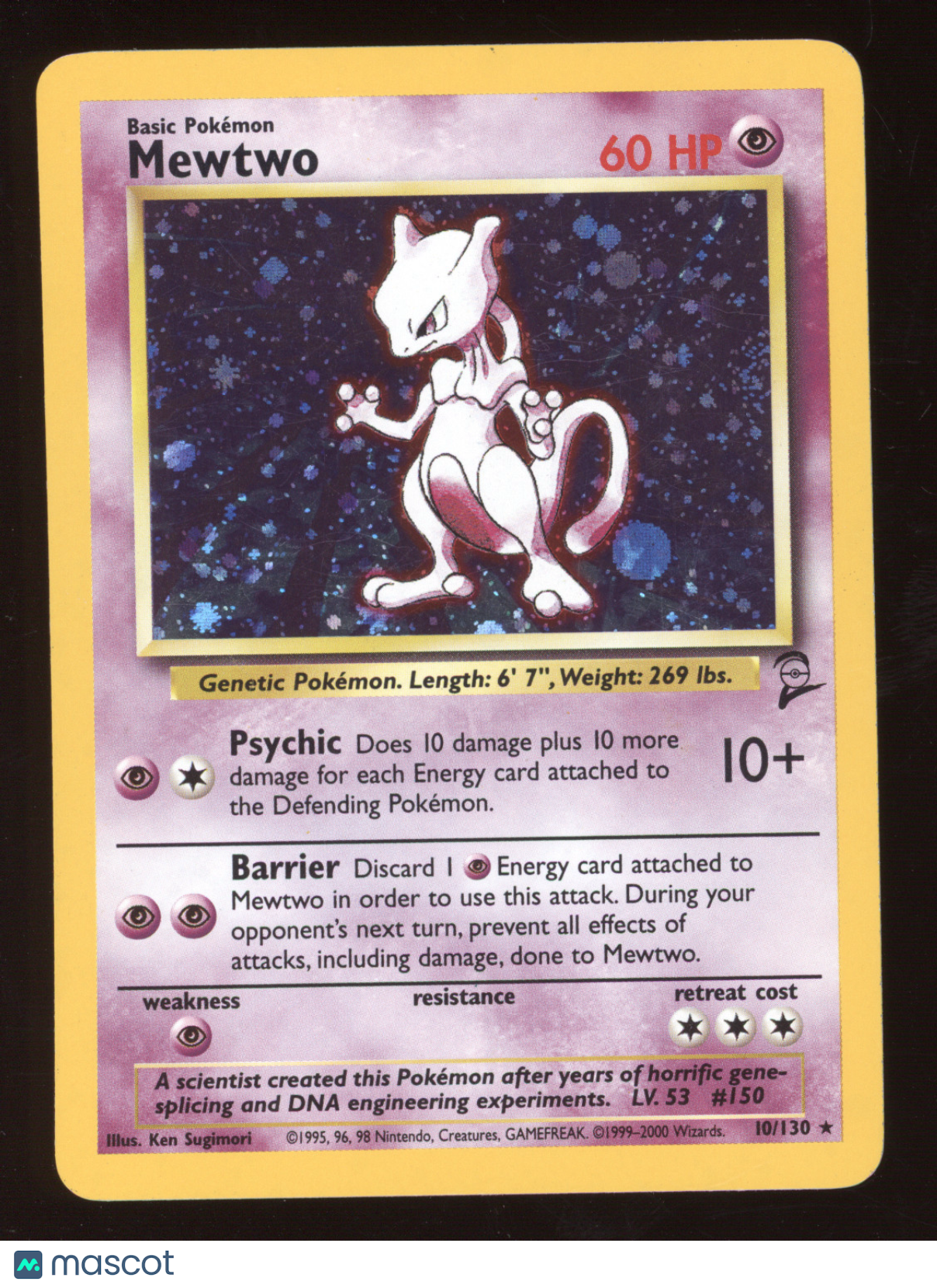 2000 Pokemon Base Set 2 Mewtwo Holo Rare #10/130