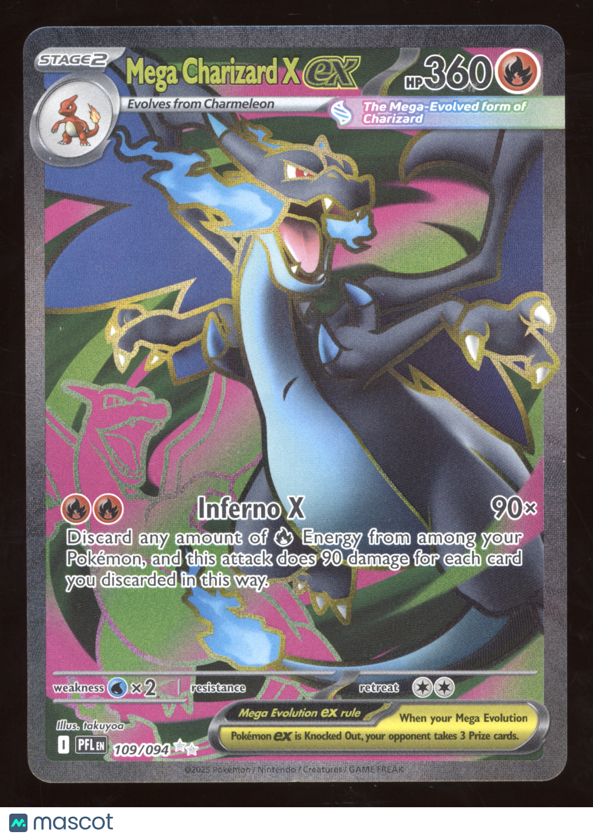 2025 Mega Evolution Phantasmal Flames Mega Charizard X ex Secret Rare #109/094