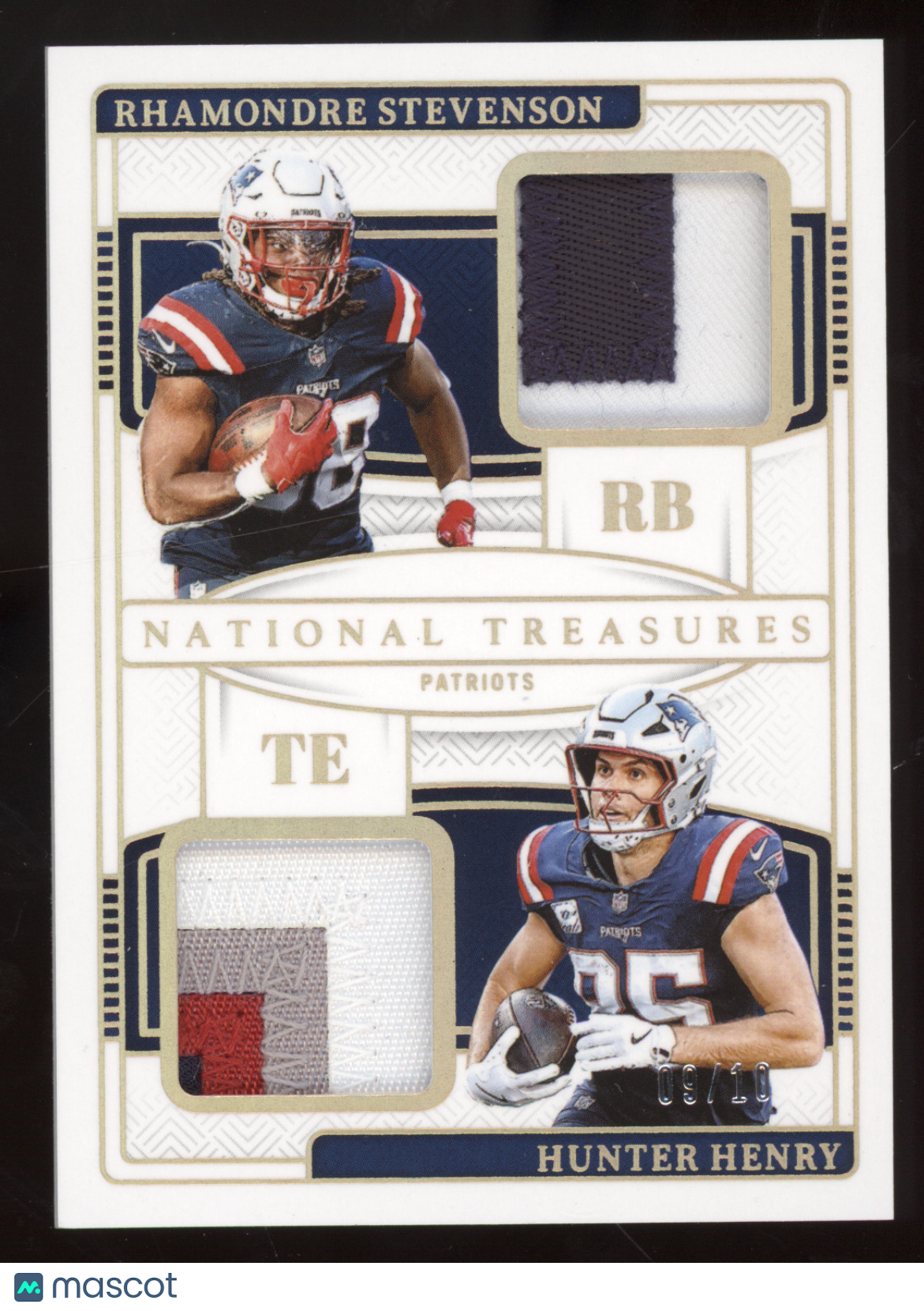 2025 Panini National Treasures NFL Combo Materials Henry/Stevenson Gold 09/10