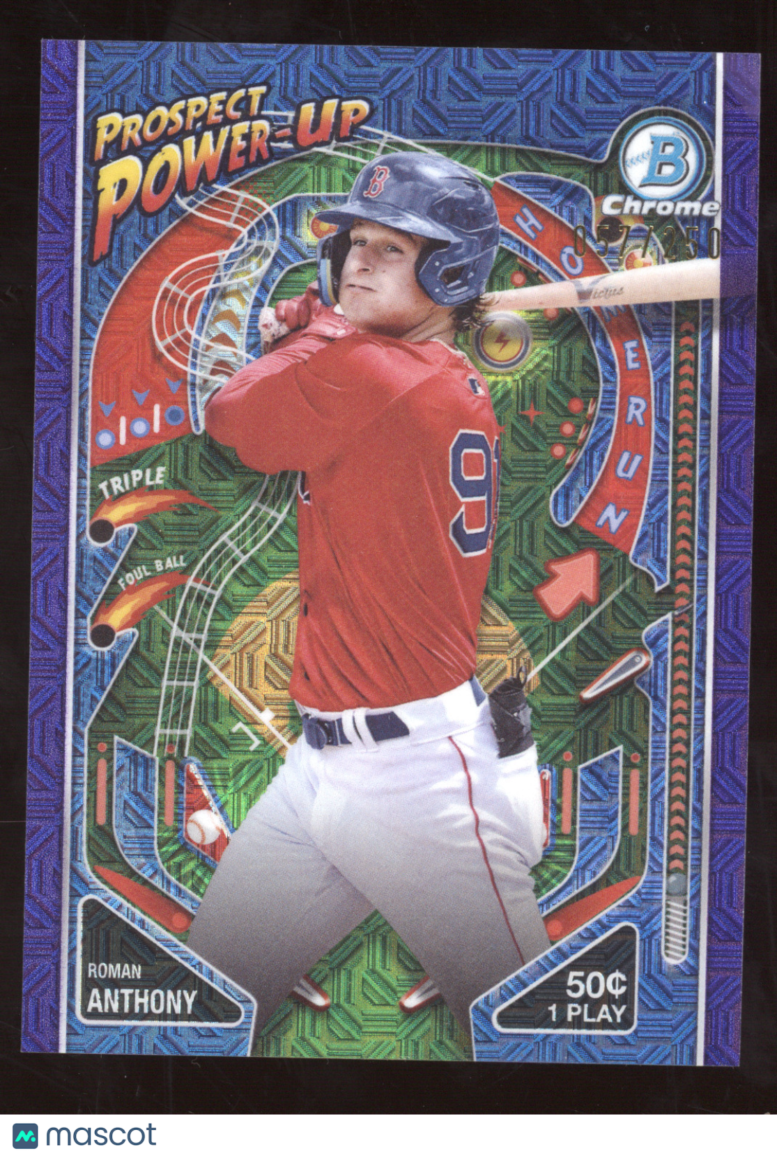 2024 Bowman Chrome Prospect Power-Up Roman Anthony #PP-13 Purple Mojo 057/250