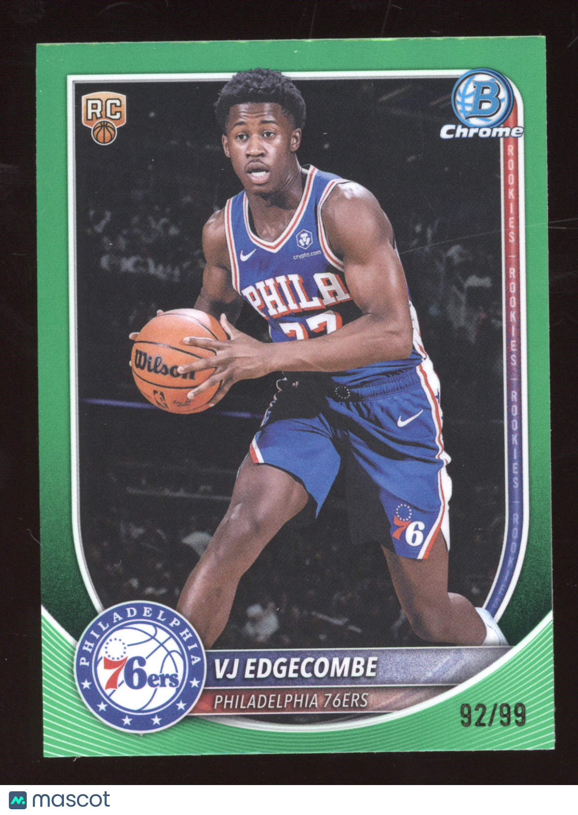 2025 Bowman Chrome VJ Edgecombe #BCV-3 Green RC 92/99