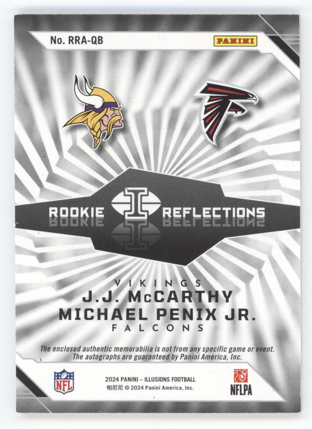 2024 Panini Illusions Rookie Reflections McCarthy/Penix Jr. #RRA-QB 027/199 RC