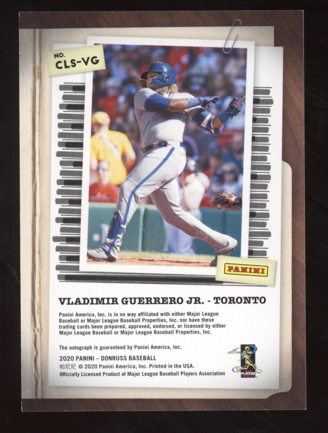 2020 Donruss Classified Vladimir Guerrero Jr. #CLS-VG 79/99